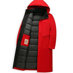 Wilhelm | Men's Coat with Hood and Quilted Lining, Long Winter Coat for Men | Everlasting Boutique | Grey