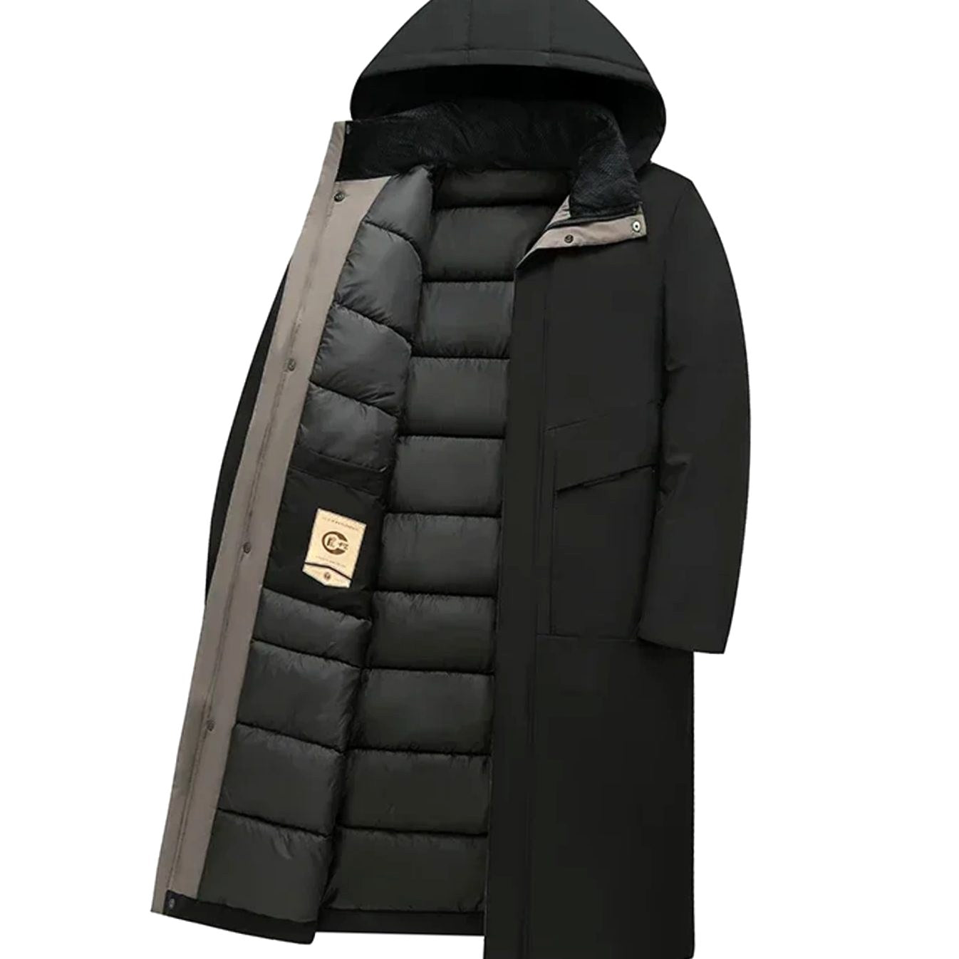 Wilhelm | Men's Coat with Hood and Quilted Lining, Long Winter Coat for Men | Everlasting Boutique | Grey