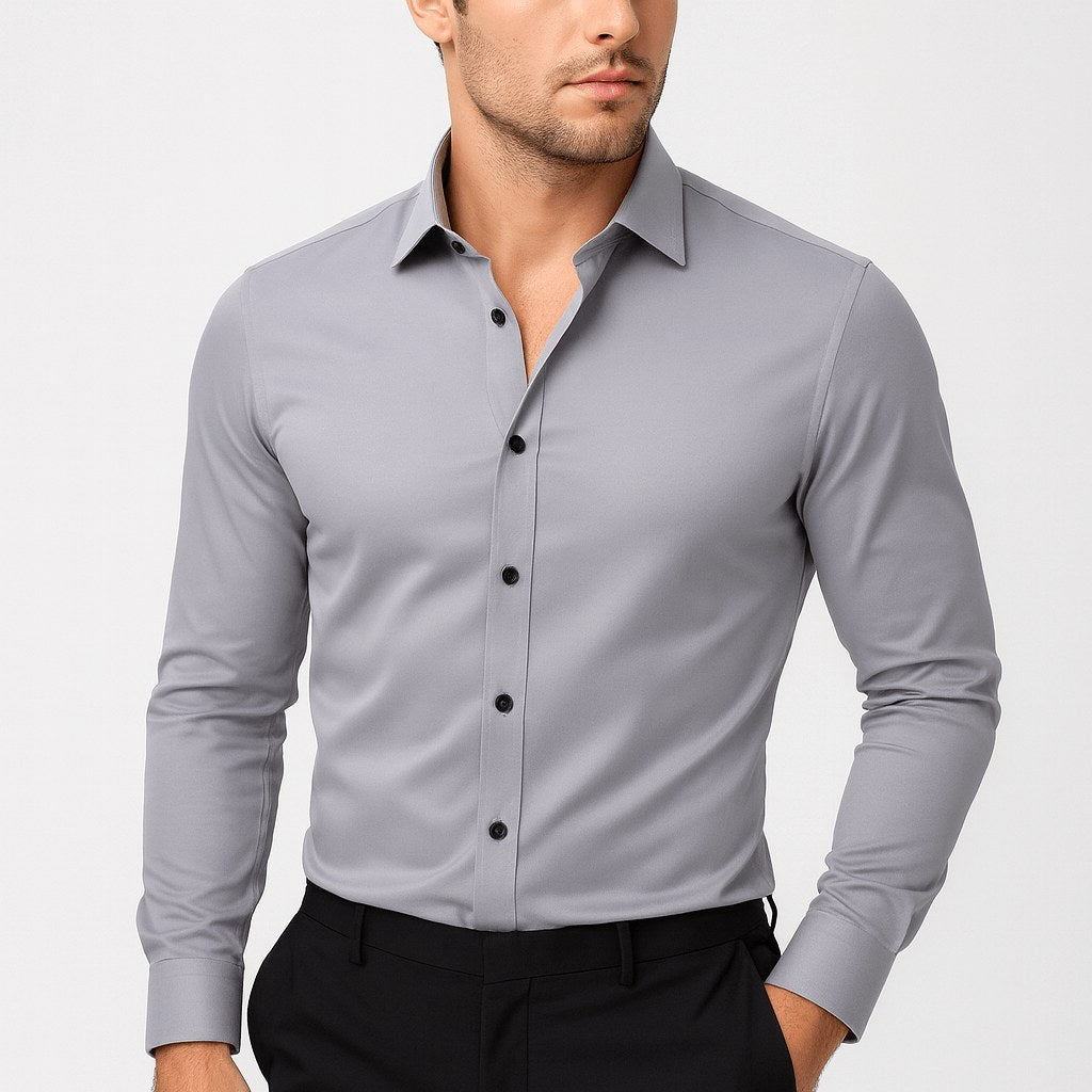 William | Men's Elastic Wrinkle-Resistant Shirt, Long-Sleeve Formal Shirt | Everlasting Boutique