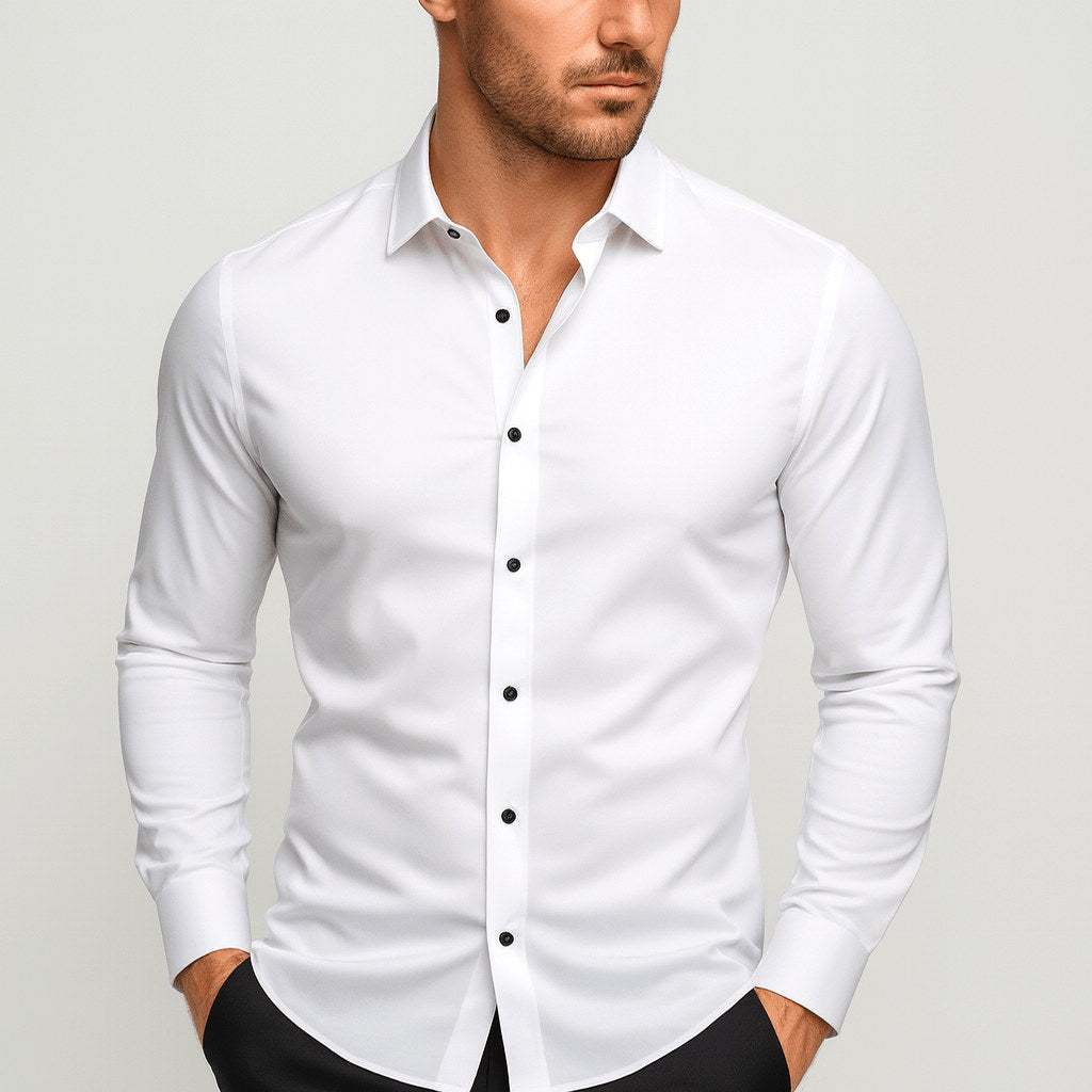 William | Men's Elastic Wrinkle-Resistant Shirt, Long-Sleeve Formal Shirt | Everlasting Boutique