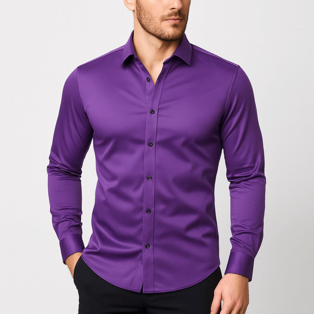 William | Men's Elastic Wrinkle-Resistant Shirt, Long-Sleeve Formal Shirt | Everlasting Boutique