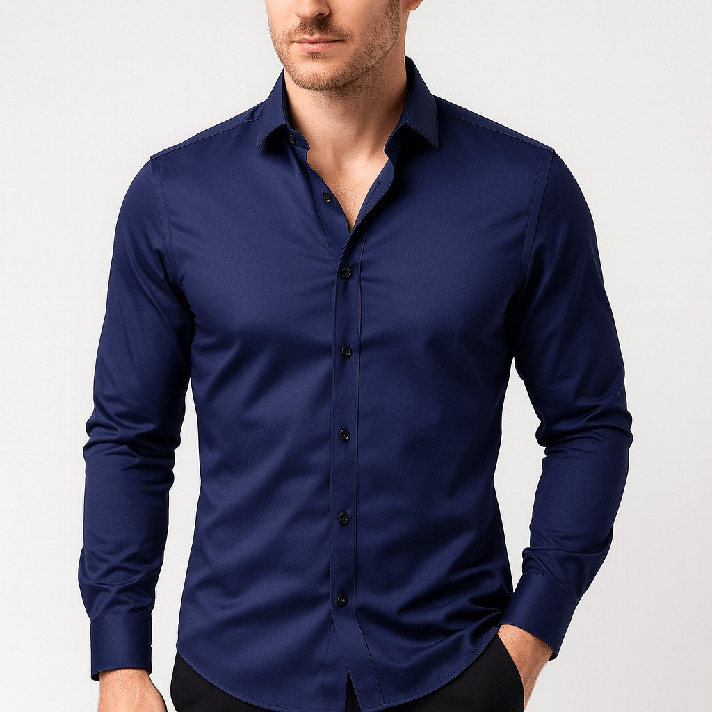 William | Men's Elastic Wrinkle-Resistant Shirt, Long-Sleeve Formal Shirt | Everlasting Boutique
