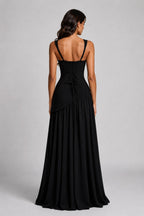 Willow | Women's Sculpted Satin-Feel Maxi Dress, Draped Evening Dress | Everlasting Boutique