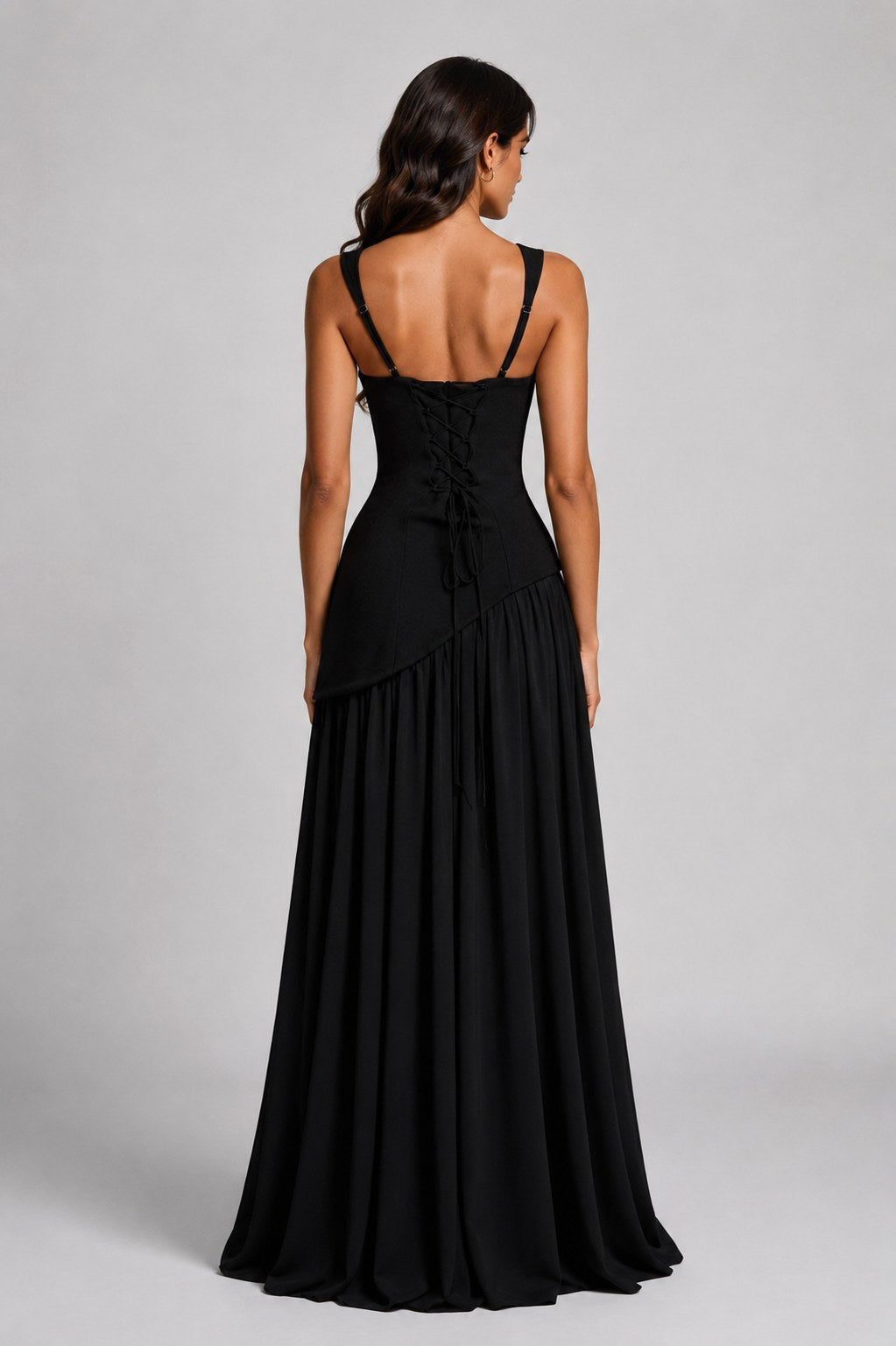Willow | Women's Sculpted Satin-Feel Maxi Dress, Draped Evening Dress | Everlasting Boutique