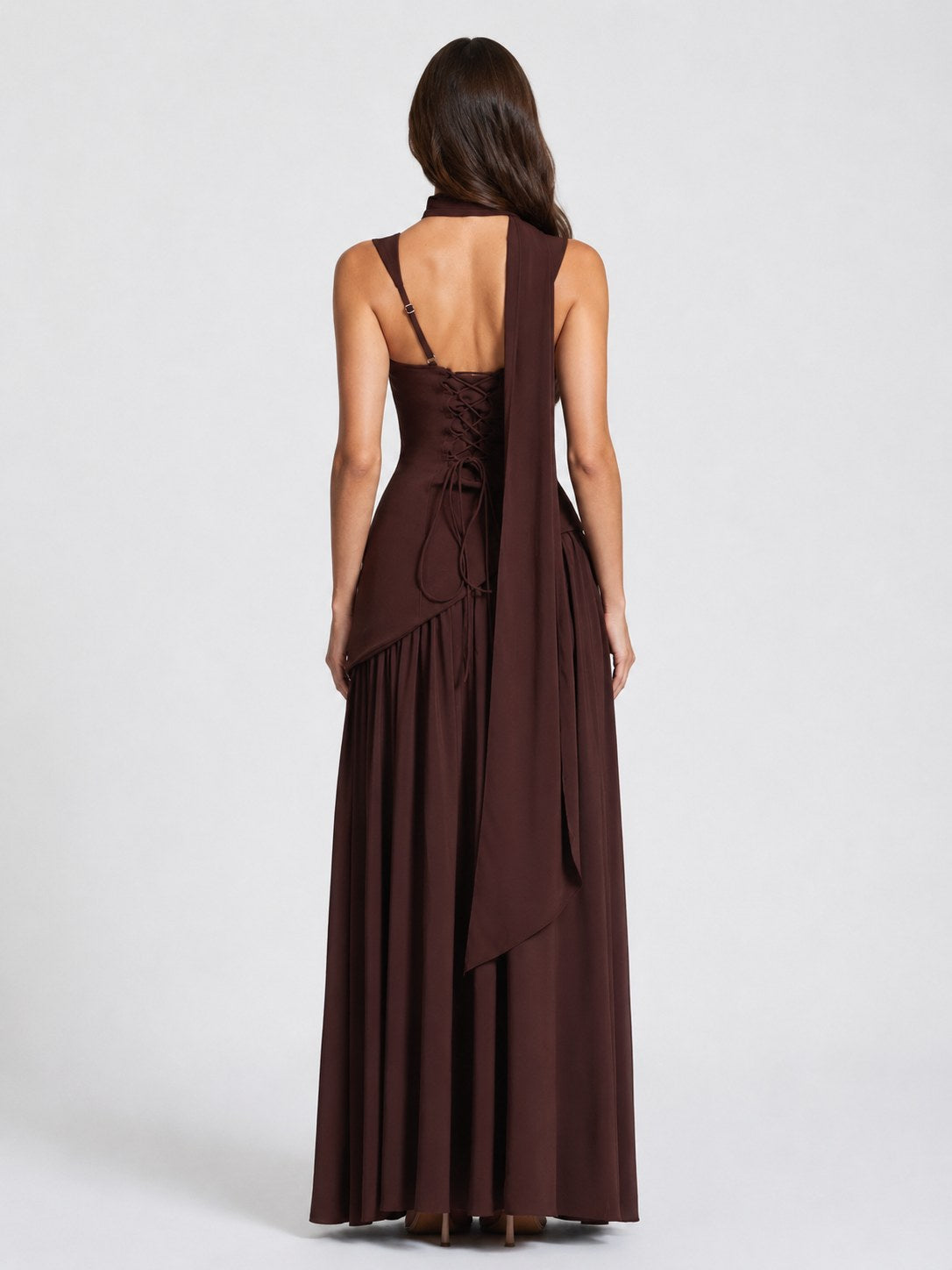 Willow | Women's Sculpted Satin-Feel Maxi Dress, Draped Evening Dress | Everlasting Boutique | Sage Green