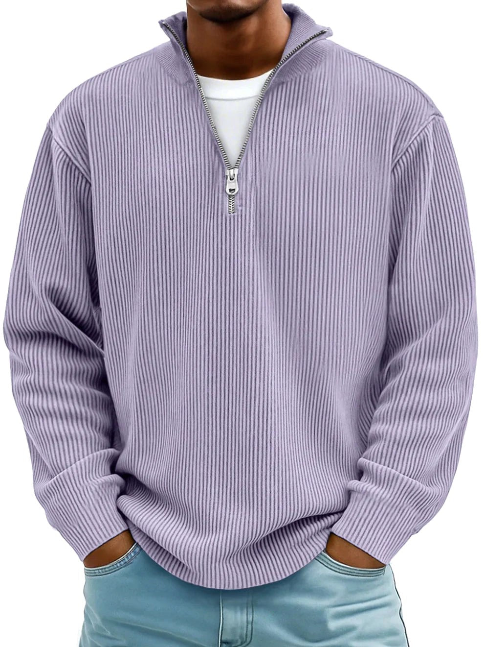 Wolfgang | Men's Jumper with Half-Zip Design, Structured Trendy Jumper | Everlasting Boutique | Blue