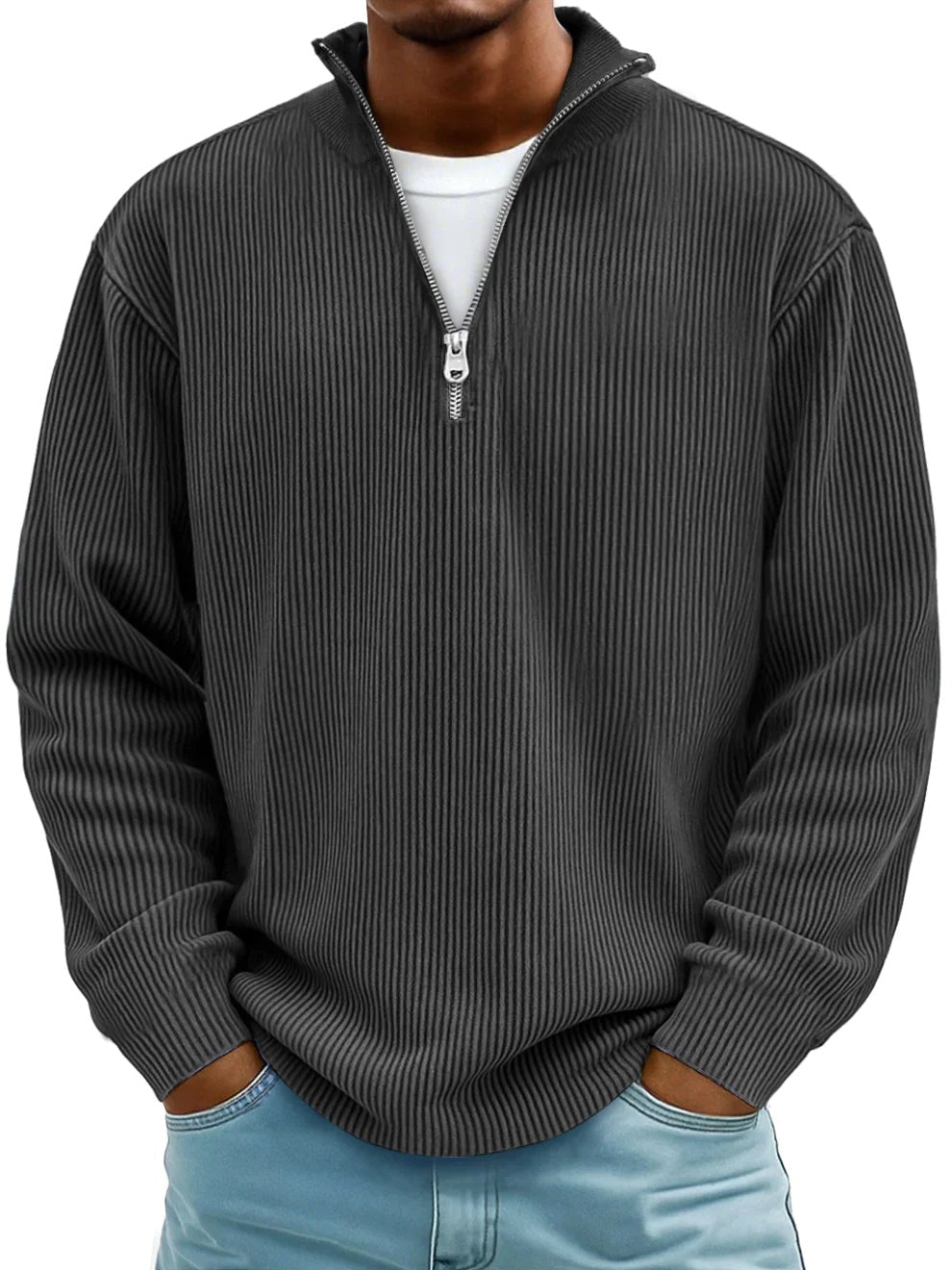 Wolfgang | Men's Jumper with Half-Zip Design, Structured Trendy Jumper | Everlasting Boutique | Blue