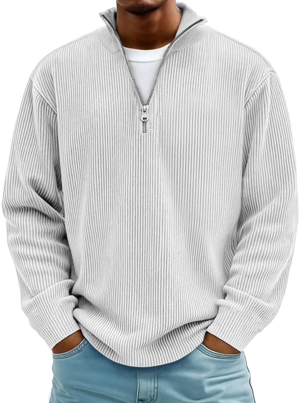 Wolfgang | Men's Jumper with Half-Zip Design, Structured Trendy Jumper | Everlasting Boutique | Blue