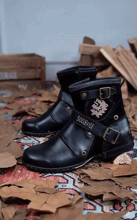 William | Men's Leather Biker-Style Boots, Classic Motorcycle Boots | Everlasting Boutique