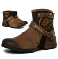 William | Men's Leather Biker-Style Boots, Classic Motorcycle Boots | Everlasting Boutique