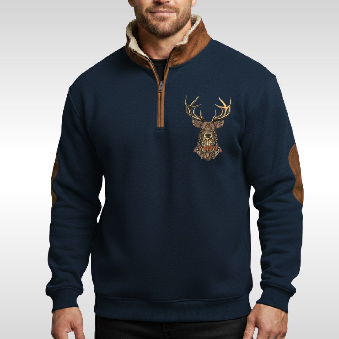 Wolfram | Men's Sherpa Jumper with Textured Structure, Warm Knit Jumper | Everlasting Boutique | Blue
