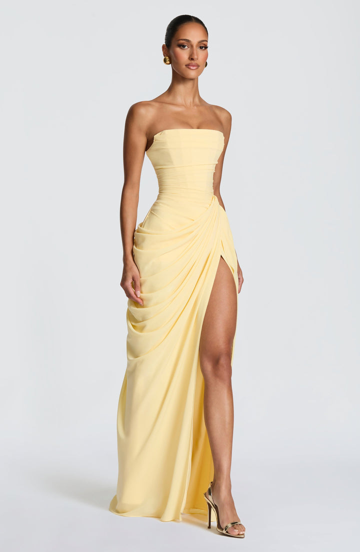 Yvette | Women's Strapless Maxi Dress, Flowing Autumn Maxi Dress | Everlasting Boutique