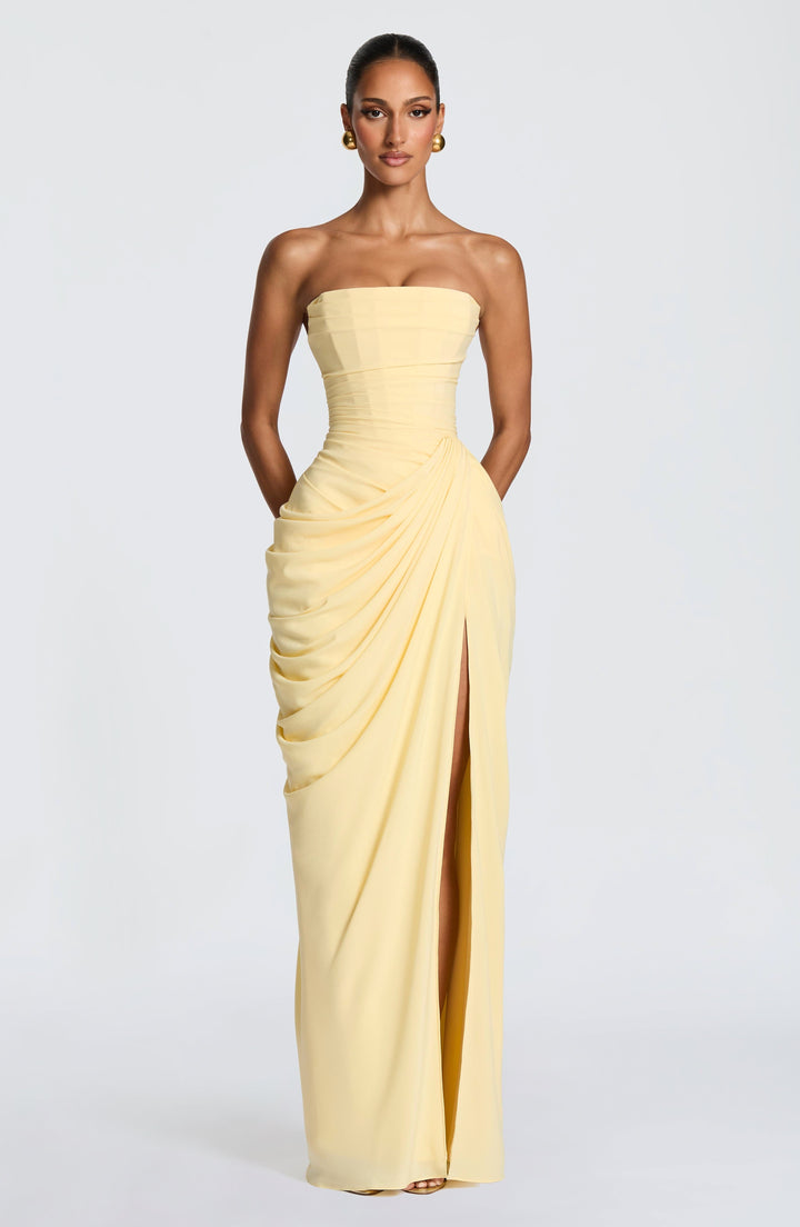 Yvette | Women's Strapless Maxi Dress, Flowing Autumn Maxi Dress | Everlasting Boutique