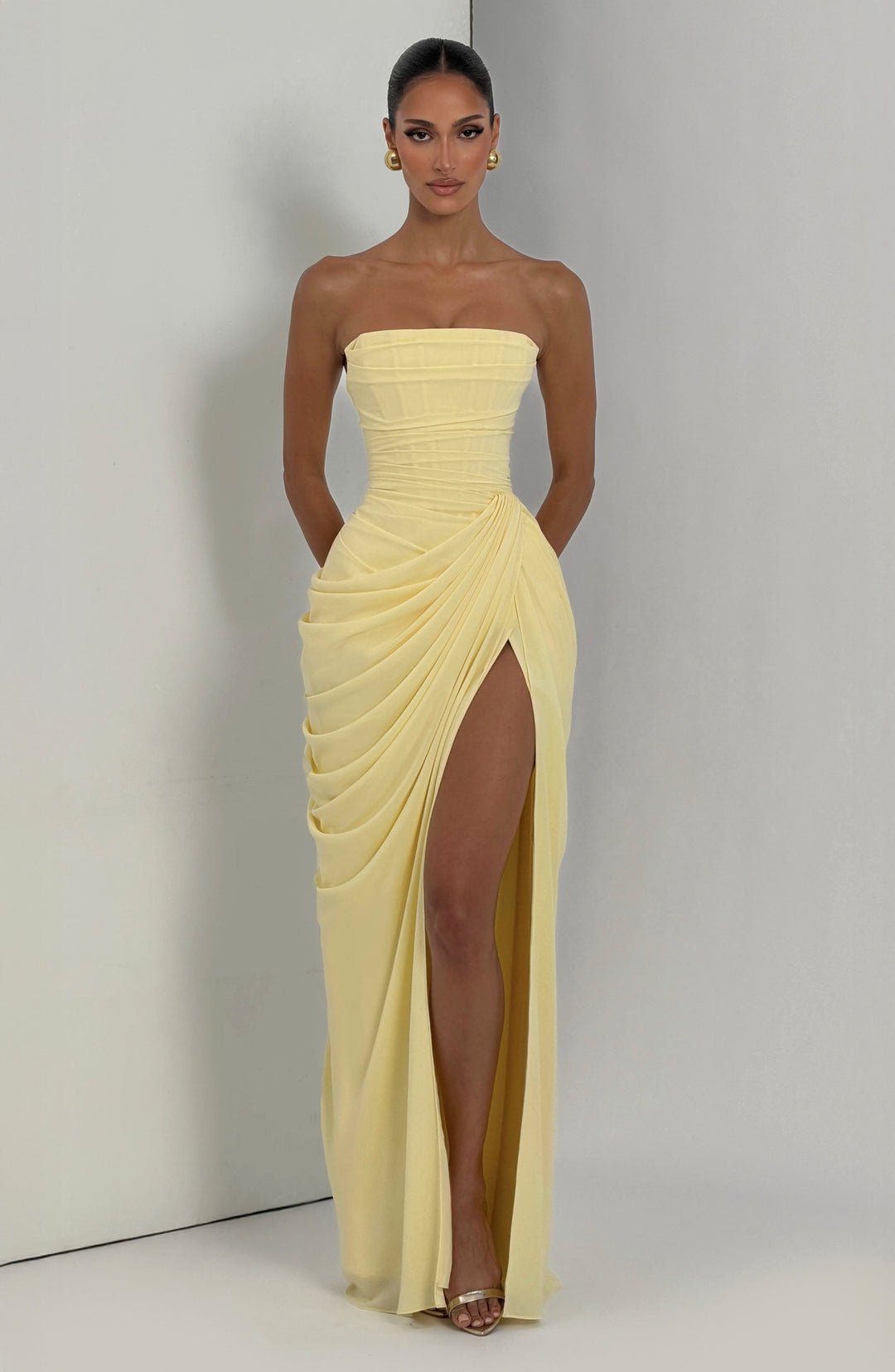 Yvette | Women's Strapless Maxi Dress, Flowing Autumn Maxi Dress | Everlasting Boutique