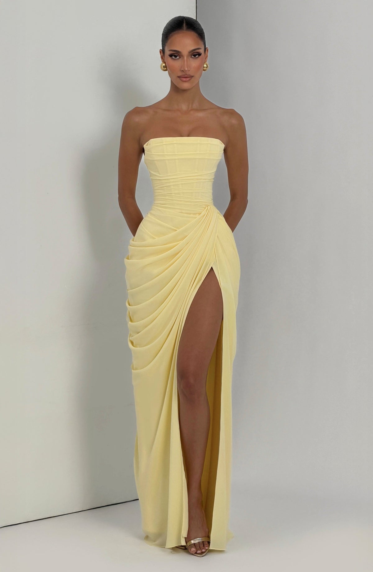 Yvette | Women's Strapless Maxi Dress, Flowing Autumn Maxi Dress | Everlasting Boutique