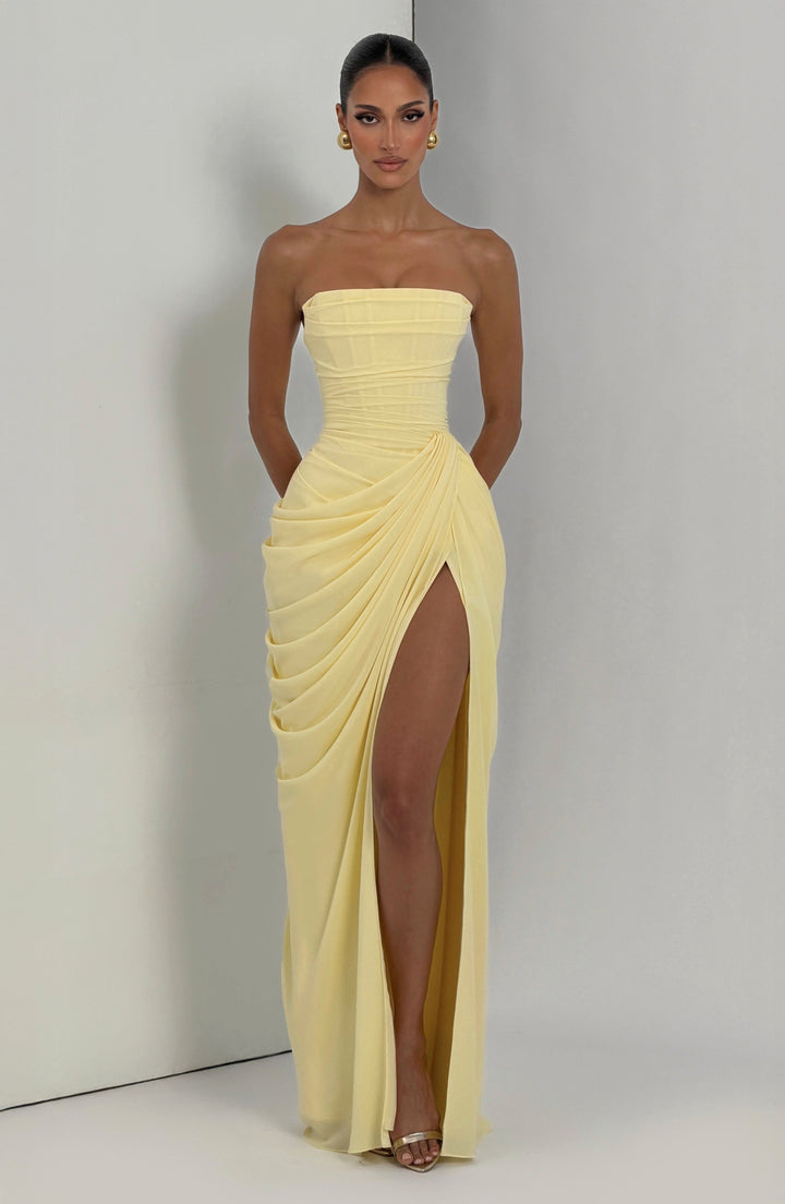 Yvette | Women's Strapless Maxi Dress, Flowing Autumn Maxi Dress | Everlasting Boutique