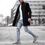 Zachary | Men's Slim-Fit Topcoat, Single-Breasted Tailored Coat | Everlasting Boutique | Black