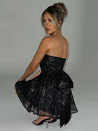 Zoe | Women's Strapless Sequin Mini Dress, Flared Party Dress | Everlasting Boutique