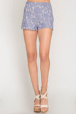 Blue Grey Lace Shorts