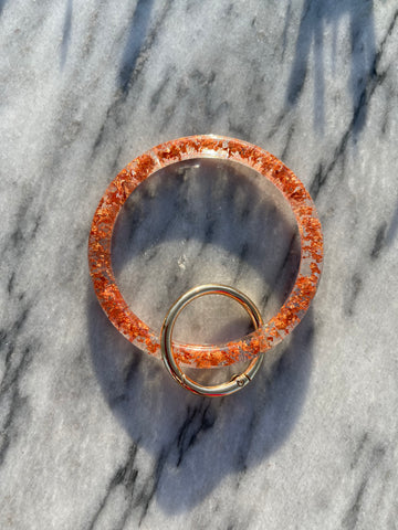 rose gold leaf key ring bracelet size small